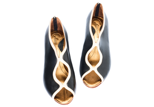 sapato de couro artesanal peep toe