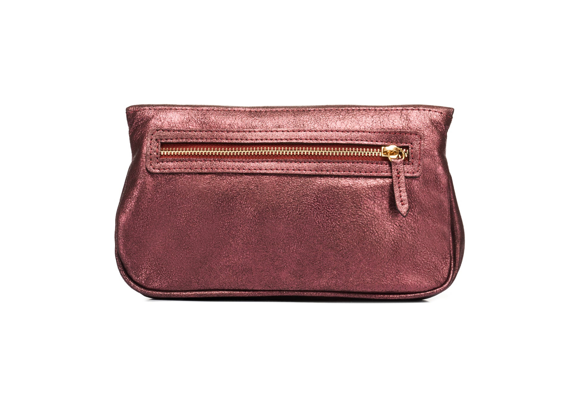 bolsa clucht de couro roxa metalizada