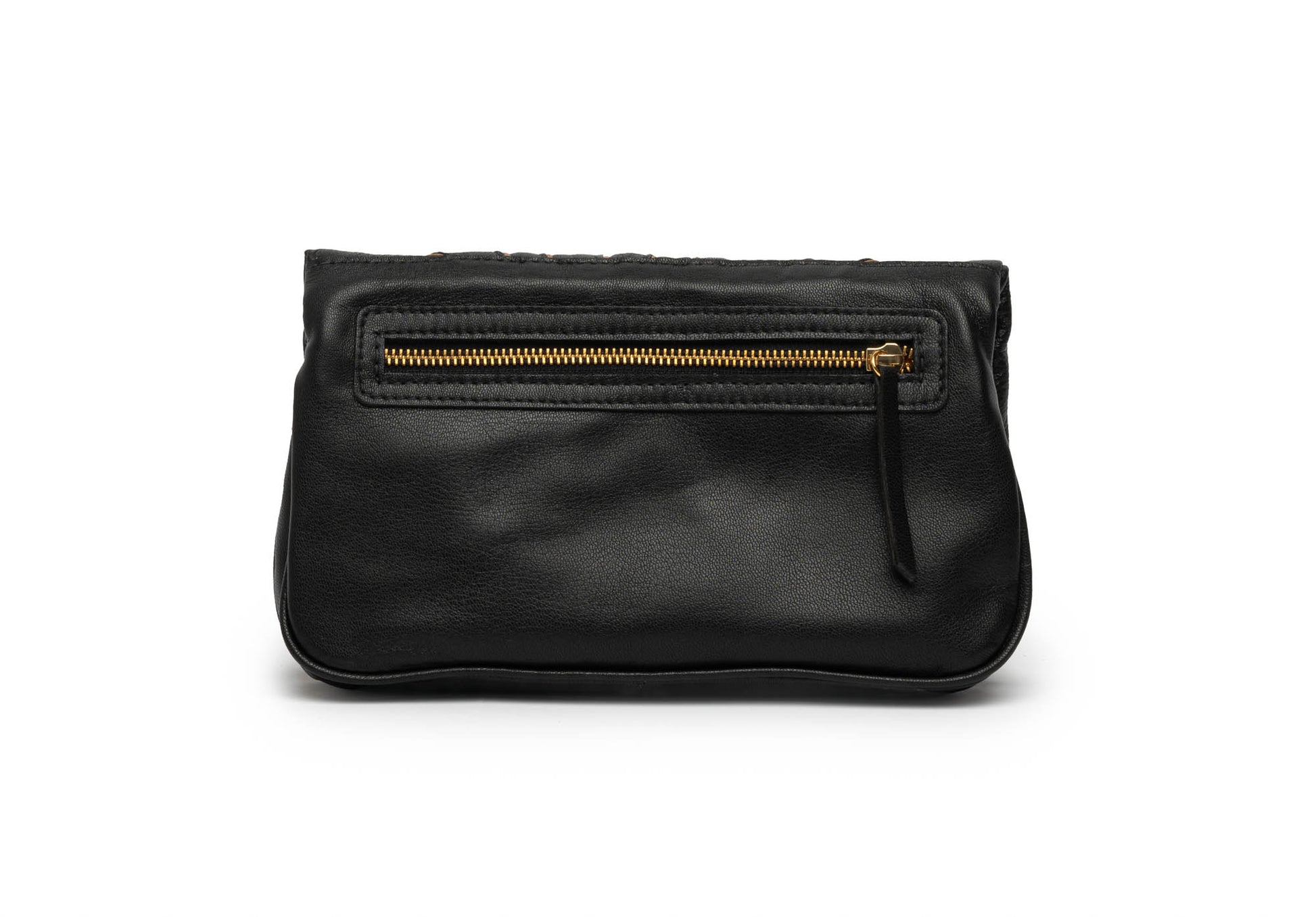 bolsa clucht de couro preta com alça