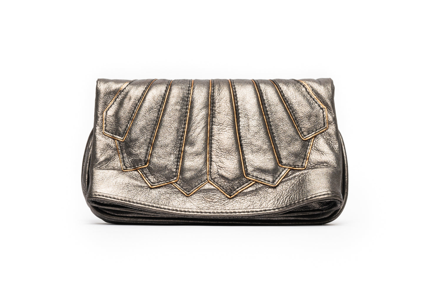 Bolsa de couro feminina prateada 