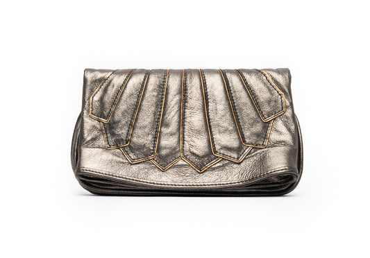 Bolsa de couro feminina prateada 