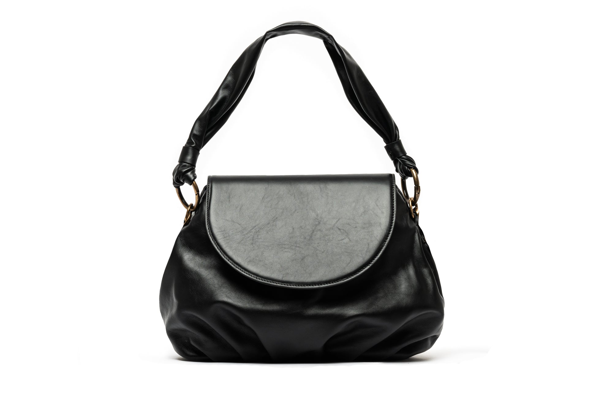 Bolsa feminina preta de couro artesanal brasil
