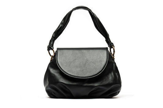 Bolsa feminina preta de couro artesanal brasil