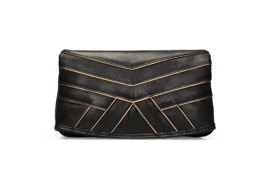 Bolsa feminina de couro preta a tiracolo
