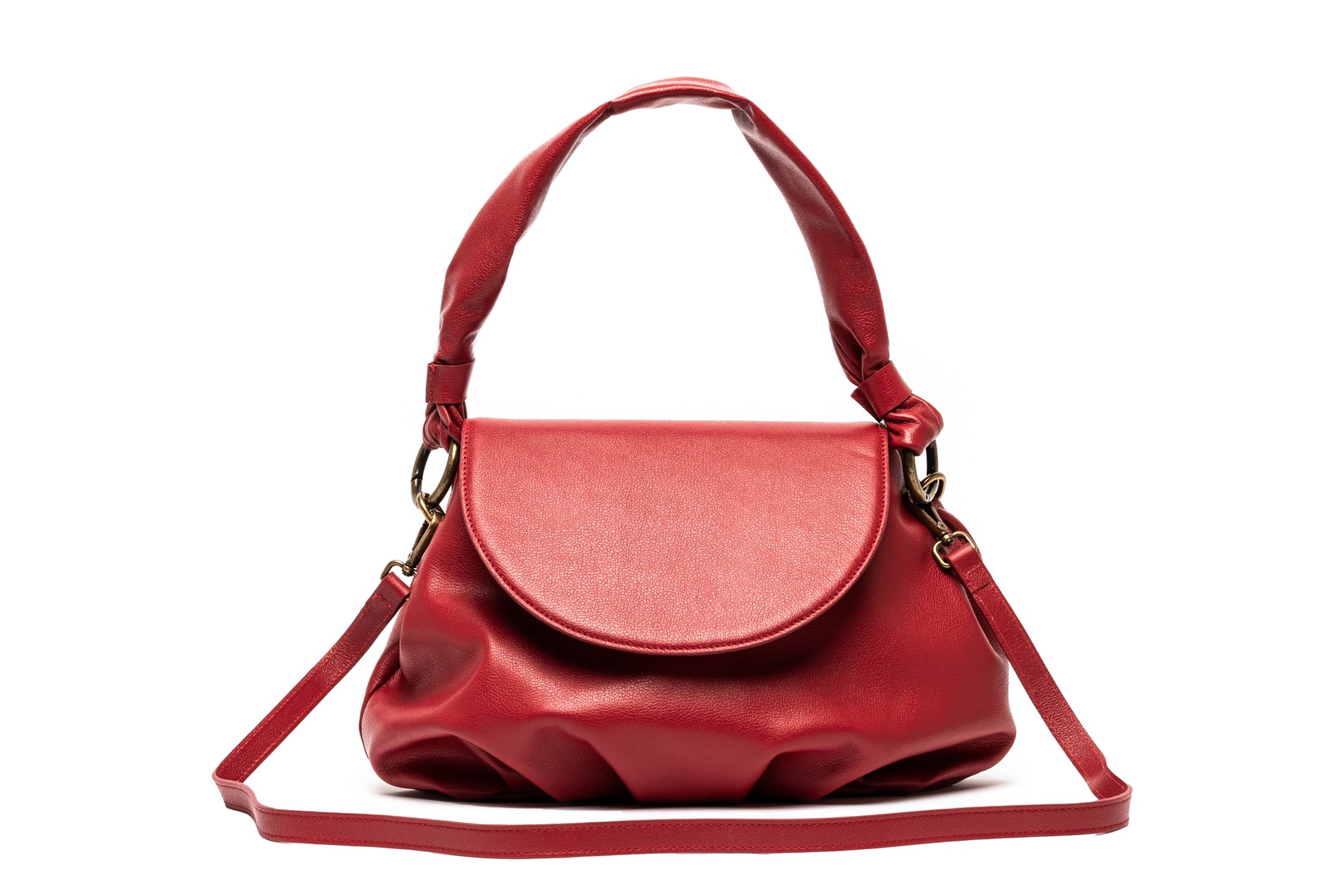 bolsa de couro feminina vermelha de alça