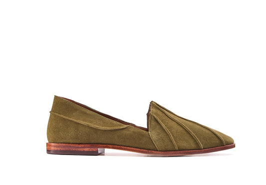 mocassim de couro verde oliva 
