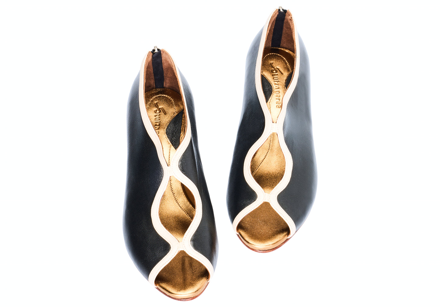 sapato de couro artesanal peep toe 